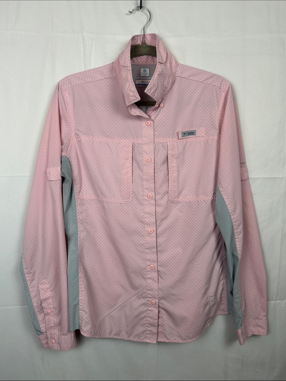 Columbia Pink and Gray Long-Sleeve Outdoor Shirt - Performance Fishing Gear